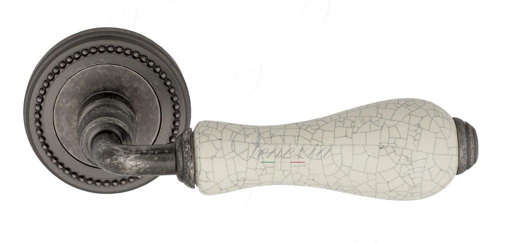 Ручка дверная межкомнатная Venezia Colosseo D3 Белая керамика+античное серебро