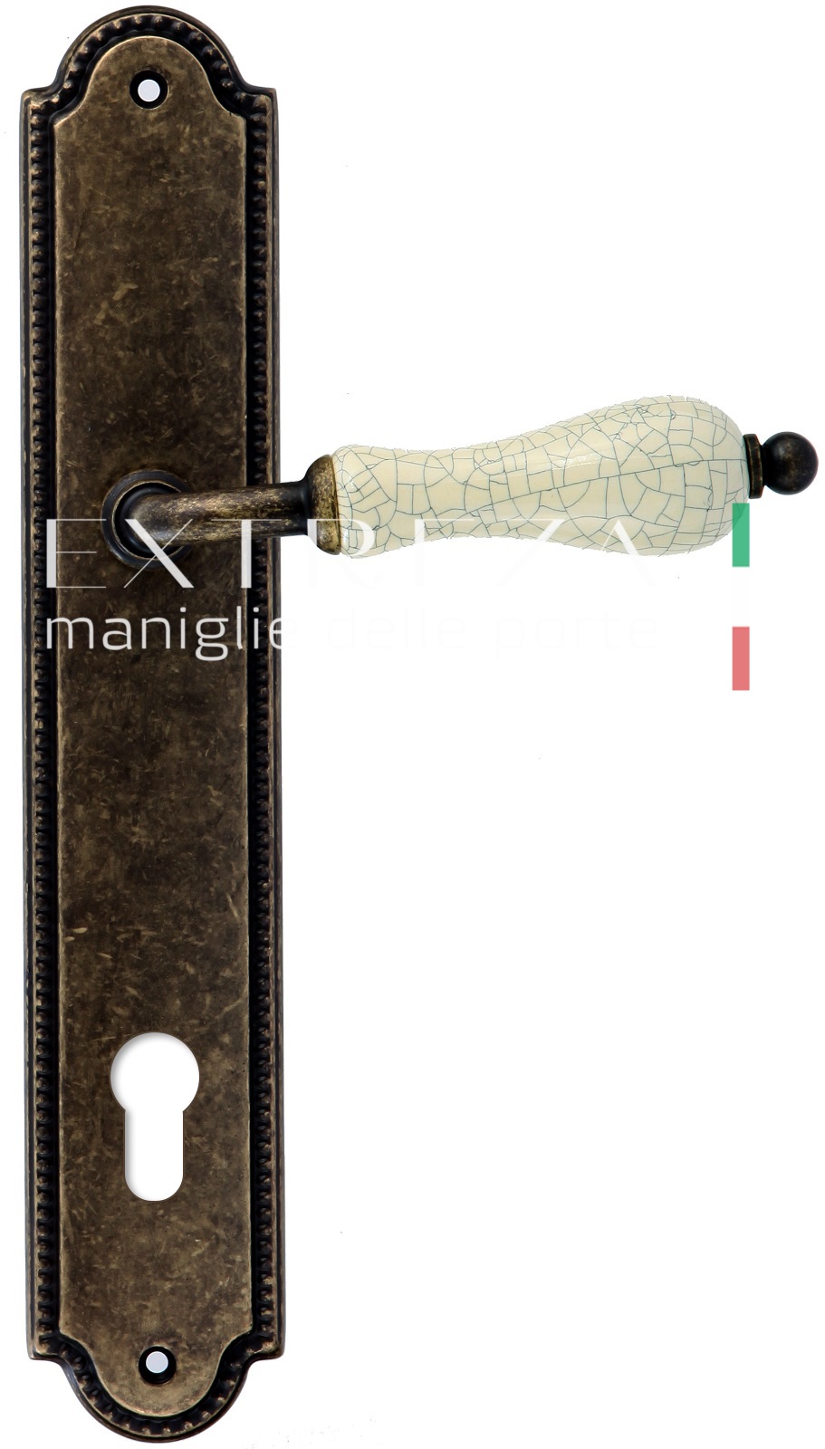 Ручка дверная Extreza DANA CRACKLE (Дана Кракле) 306 на планке PL03 CYL античная бронза F23
