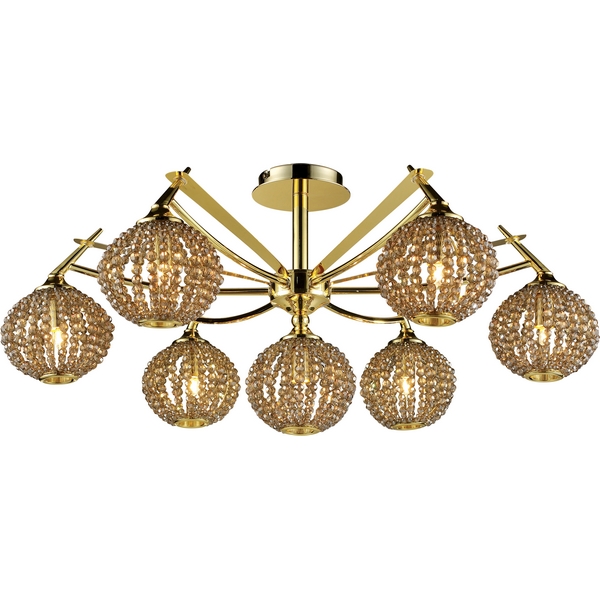 Люстра потолочная N-Light 917-07-33 gold + brown crystal