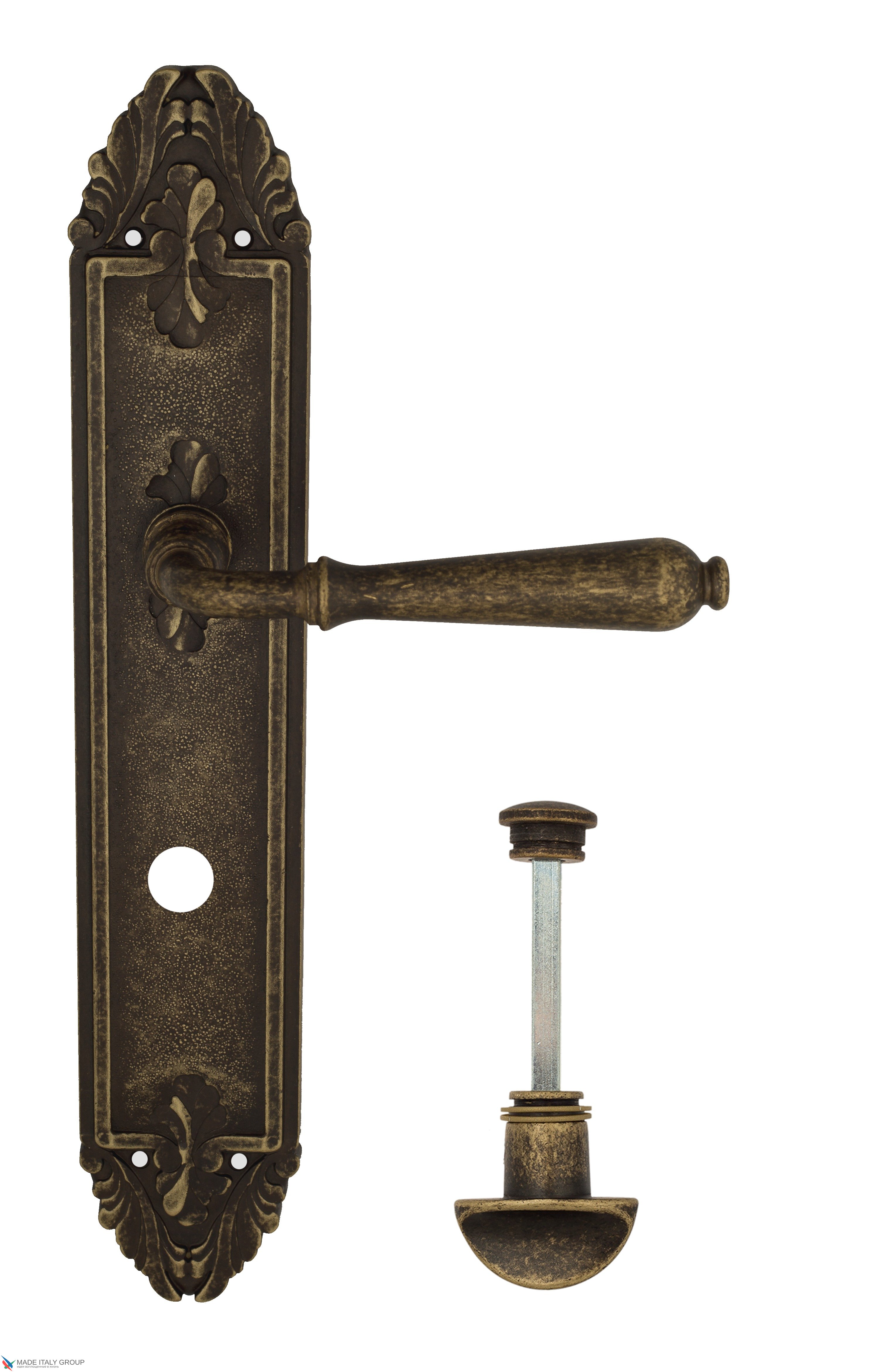 Дверная ручка Venezia "CLASSIC" WC-2 на планке PL90 античная бронза