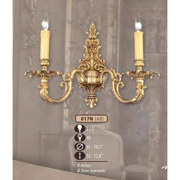Бра Riperlamp 017N/2 AB ASFOUR