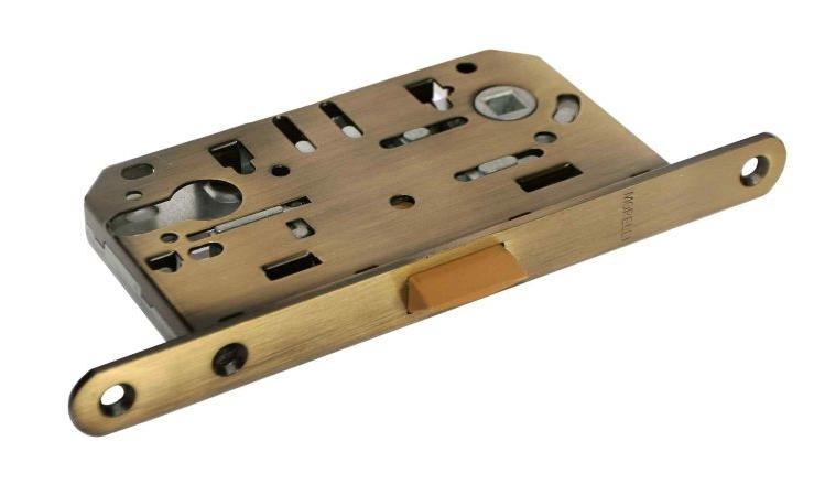 Замок дверной межкомнатный под цилиндр Morelli 1885Р AB бронза с пласт.яз.