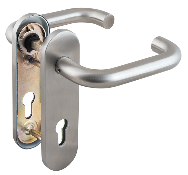 Ручка дверная на планке Fuaro DH-0433 SS с пружиной, нержавейка, квадрат 9x140 мм