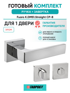 Ручка дверная Fuaro (Фуаро) межкомнатная K.DM51.Straight (Straight DM) CP-8 хром  Набор 1