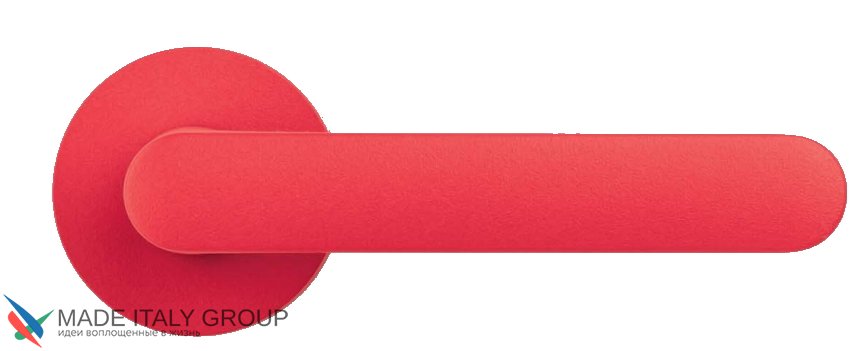 Дверная ручка на круглом основании COLOMBO ONE CC11RSB-C07 матовая клубника красная