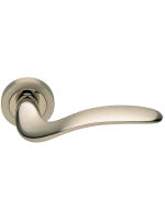 Ручка дверная Morelli Luxury COBRA R2 NIS/NIK раздельная на круглой розетке, цвет матовый никель/никель, латунь