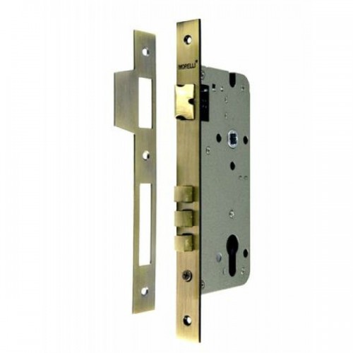 Замок дверной межкомнатный под цилиндр с 3 ригелями Morelli L03 AB бронза