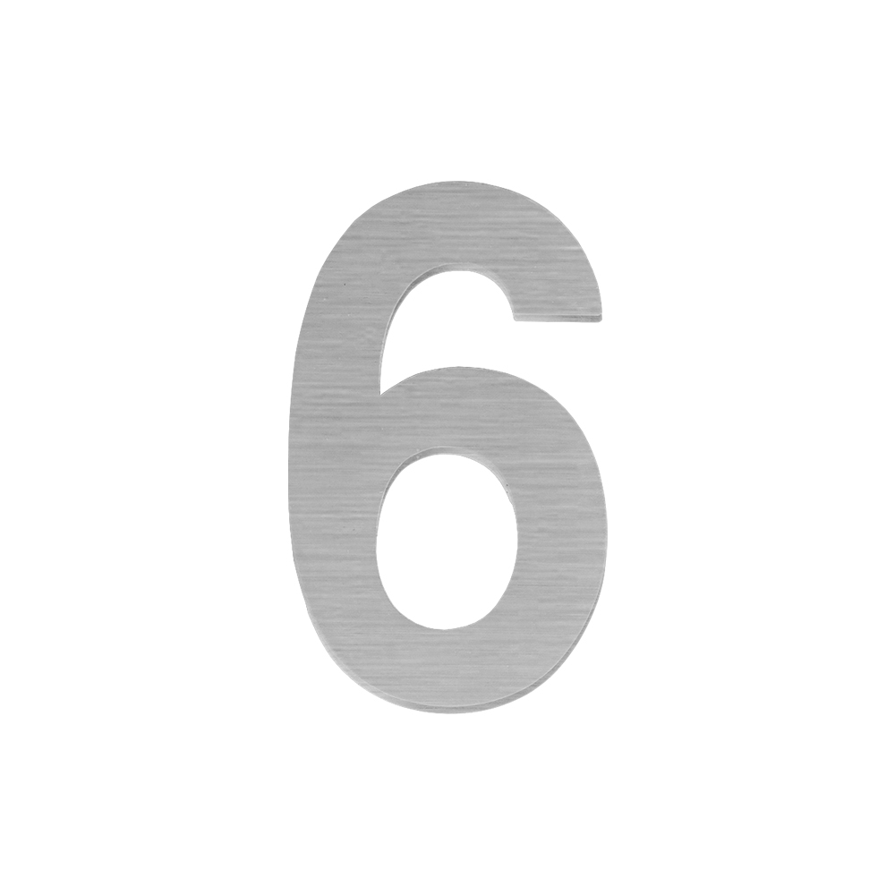 Цифра "6" самоклеящаяся SS304 (50х30) (FUARO) SSC сатинированный хром