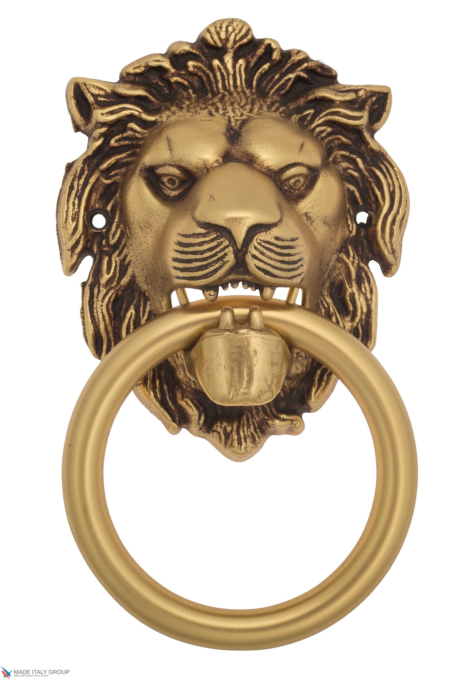 Дверная стучалка Venezia "LEONE" 190x110 французское золото + коричневый