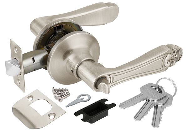 Ручка защелка (кноб) дверная нажимная с защелкой Punto 6037 SN-E (кл./фик.) мат. никель