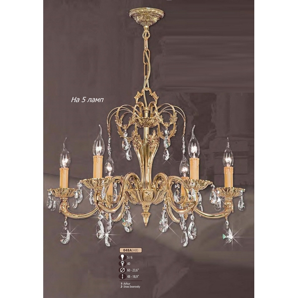 Люстра подвесная Riperlamp 048A/5 AB SWAROVSKI