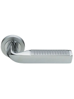 Ручка дверная Morelli Luxury MATRIX R2 CSA/CRO раздельная на круглом основании, цвет матовый хром/хром, латунь