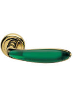 Ручка дверная Morelli Luxury MURANO R4 OTL/VERDE раздельная на круглом основании, цвет золото/нефрит, латунь
