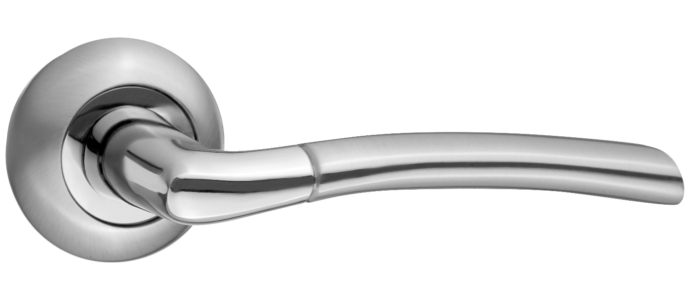Ручка дверная RENZ INDH 38-08 SN/NP "Капри", ник.мат./ник.бл.