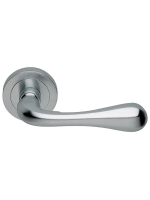 Ручка дверная Morelli Luxury ASTRO R2 CSA раздельная на круглой розетке, цвет матовый хром, латунь