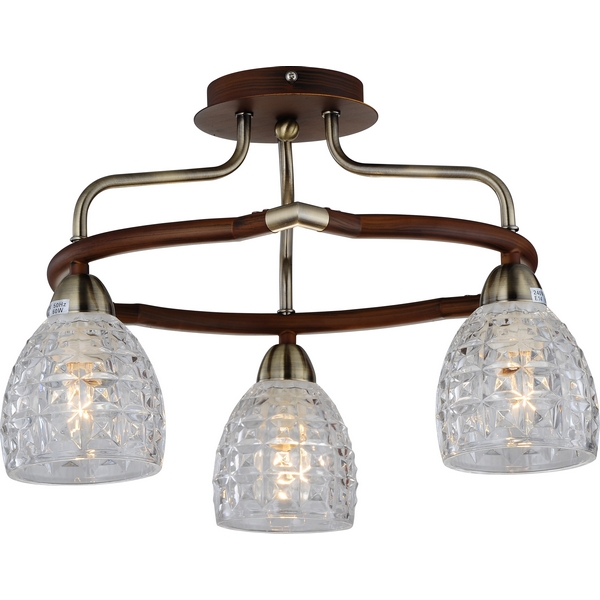 Люстра потолочная N-Light 412-03-53ABW antique brass + walnut