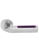 Ручка дверная Morelli Luxury MATRIX-2 R2 CSA/IGUANA на круглом основании, цвет матовый хром/принт игуаны, латунь