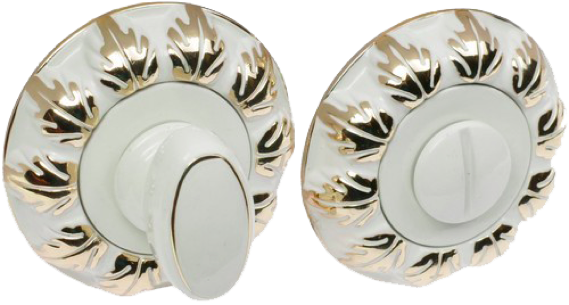 Завертка к ручкам RENZ INBK 10 W/GP белый/латунь блестящая