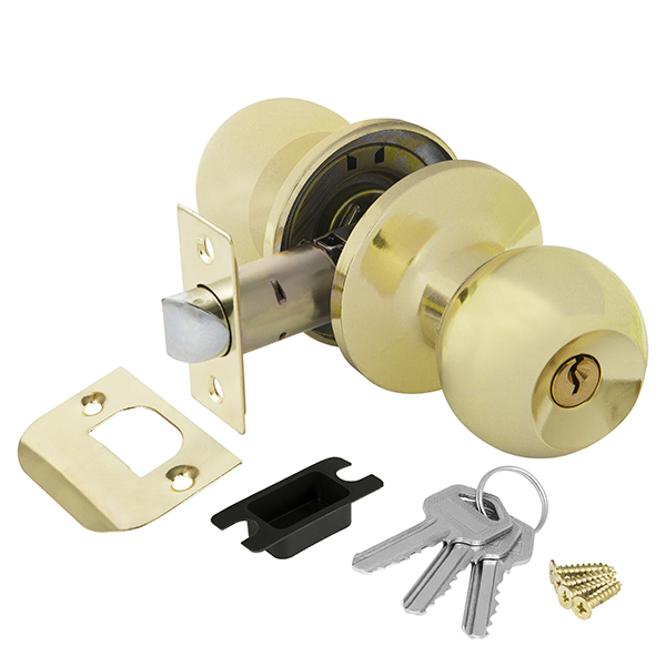 Ручка защелка (кноб) дверная круглая Ajax 6082 PB-E кл./фик. золото