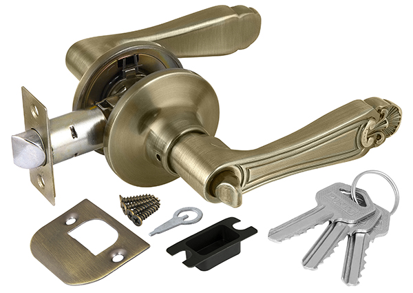 Ручка защелка (кноб) дверная нажимная с защелкой Punto 6037 AB-E (кл./фик.) бронза