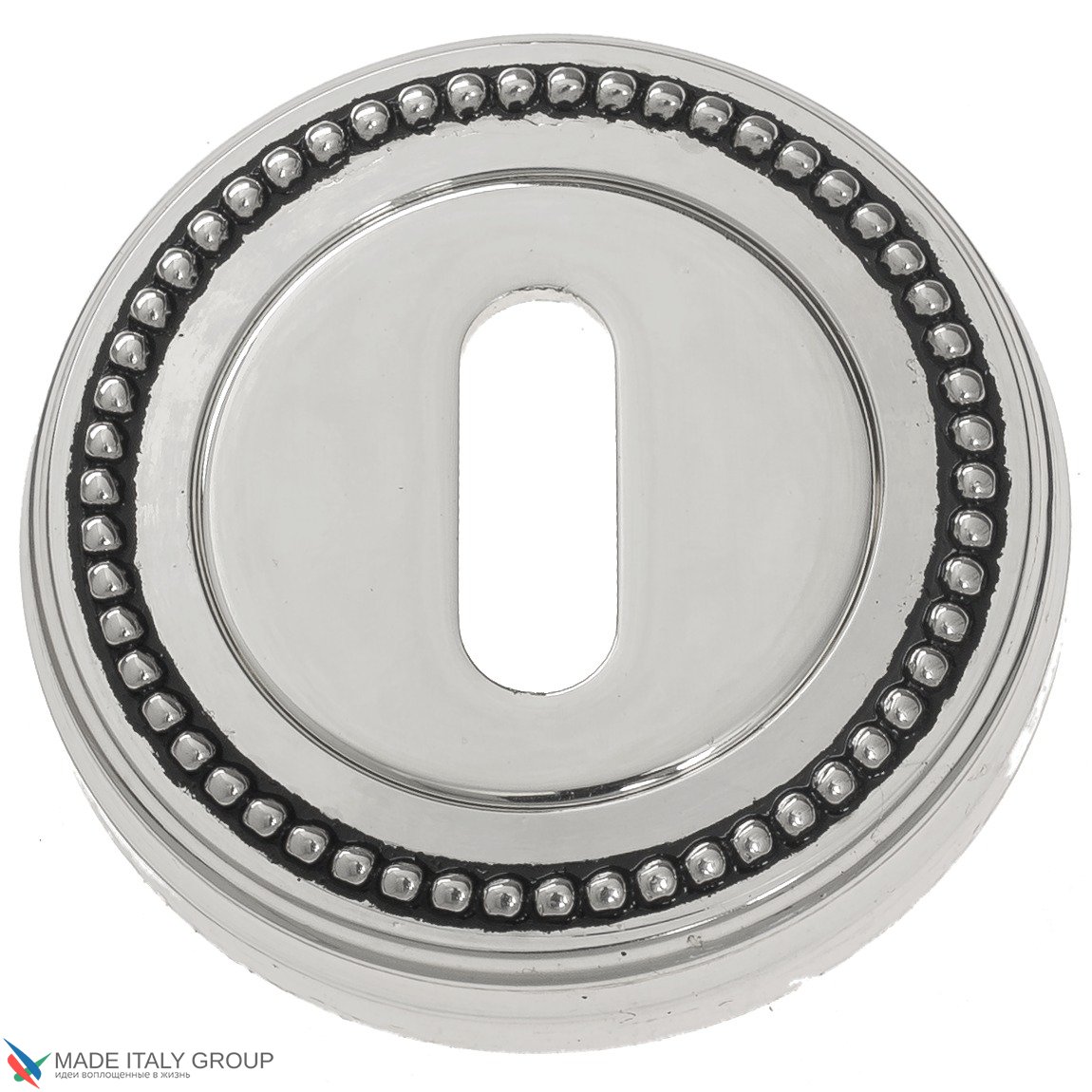 Накладка дверная под ключ буратино Venezia KEY-1 D3 натуральное серебро + черный (2шт.)