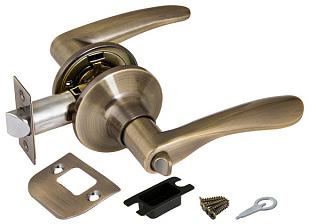 Ручка защелка (кноб) дверная нажимная Punto 6020 AB-B фик. бронза