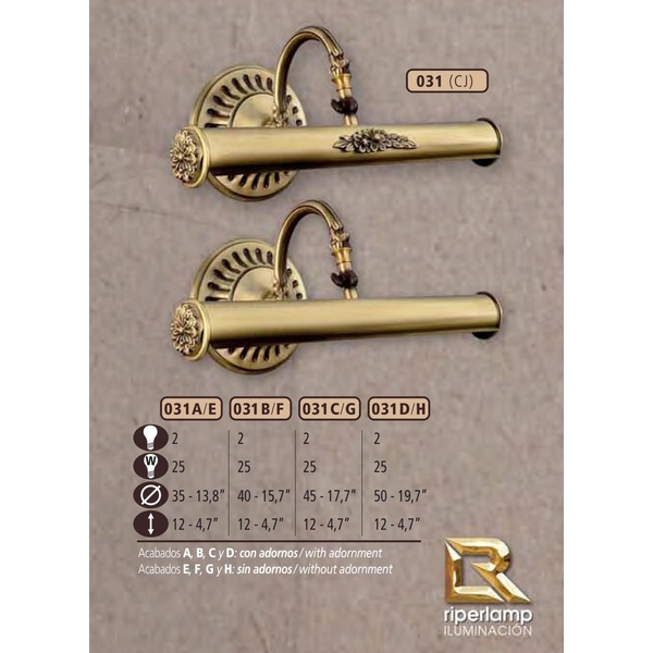Подсветка для картин Riperlamp 031B/2 CJ WITH ADORNMENTS