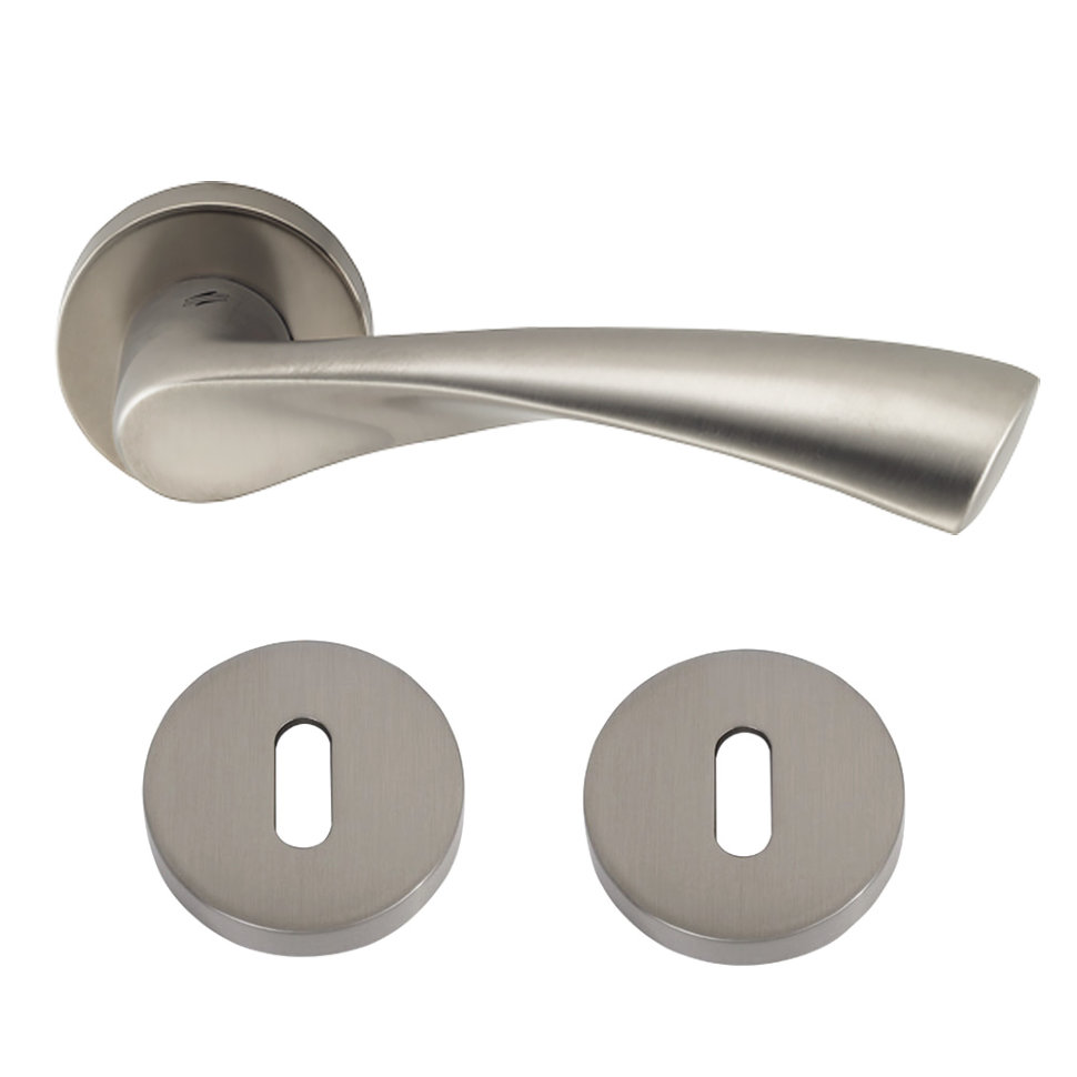 Ручка дверная на круглом основании Colombo Flessa CB51 NI матовый никель R прор (50 розета)