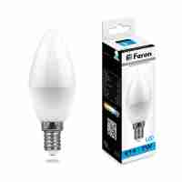 Лампа светодиодная Feron E14 7W 6400K Свеча Матовая LB-97 25477