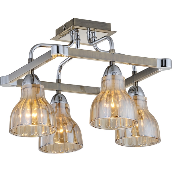 Люстра потолочная N-Light 411-04-53CAB chrome + antique brass