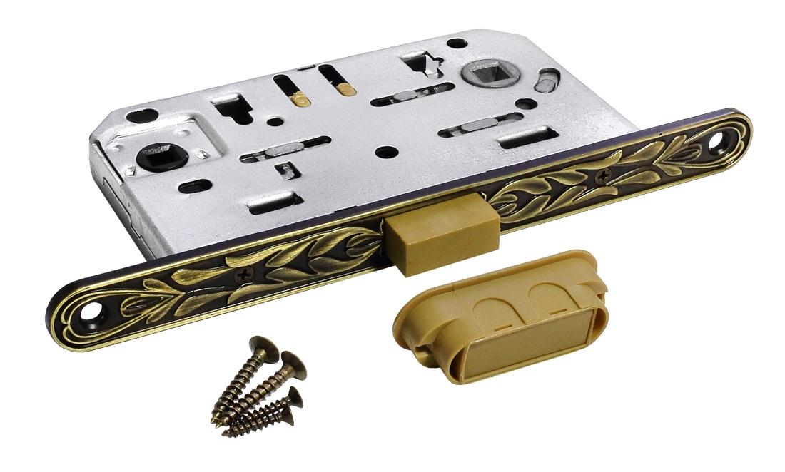 Замок дверной межкомнатный сантехнический Morelli M1895-U IB итальянская бронза магнитный