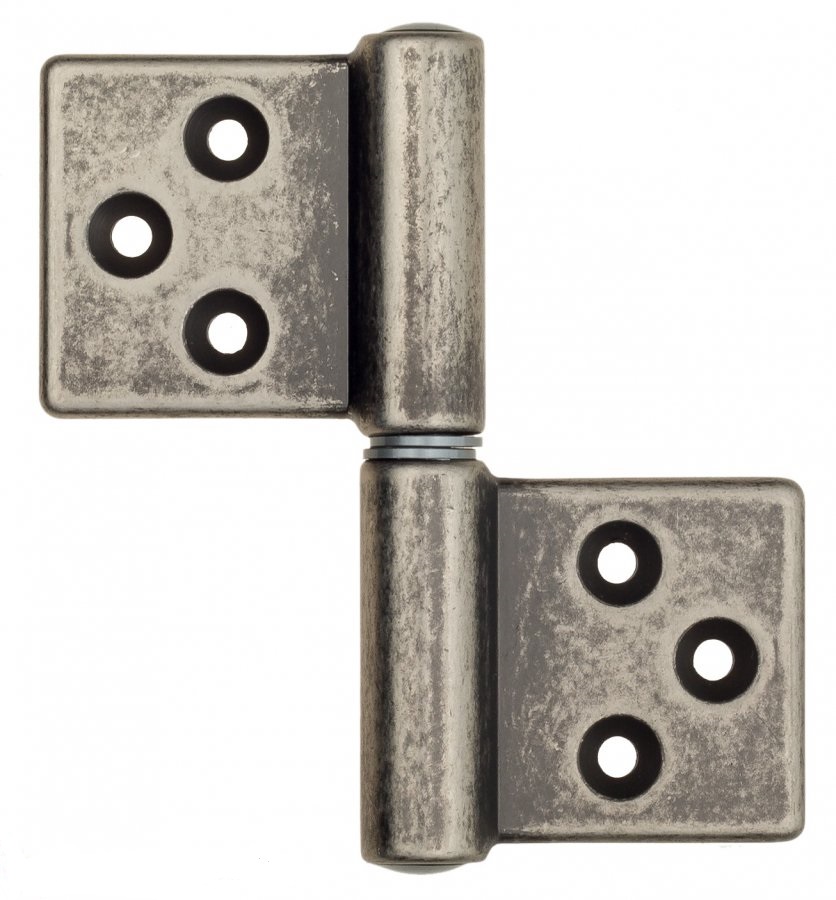 Петля дверная накладная без врезки (бабочка) прав. Aldeghi 143 FA 032D_T 32x35 античное серебро