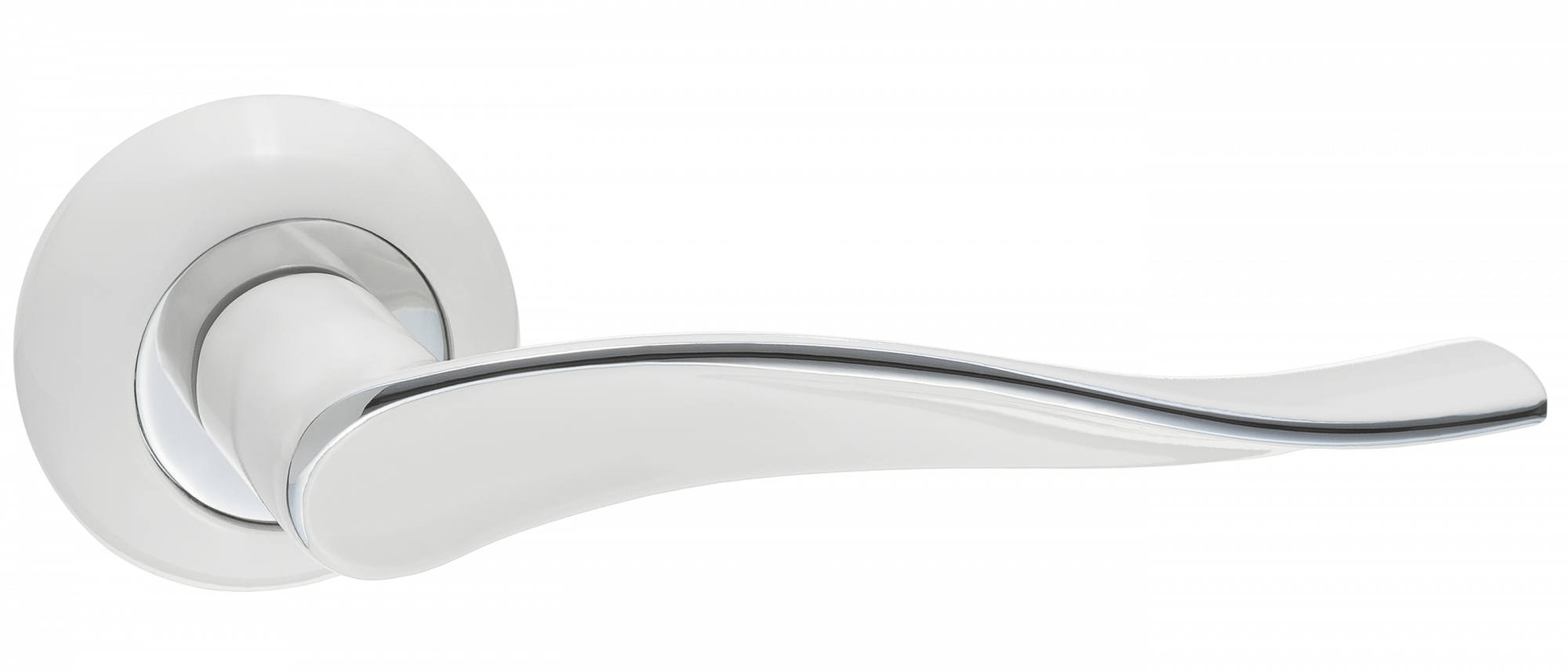 Ручки дверные RENZ INDH 427-08 MSW/CP Модена матовый супер белый/хром блестящий