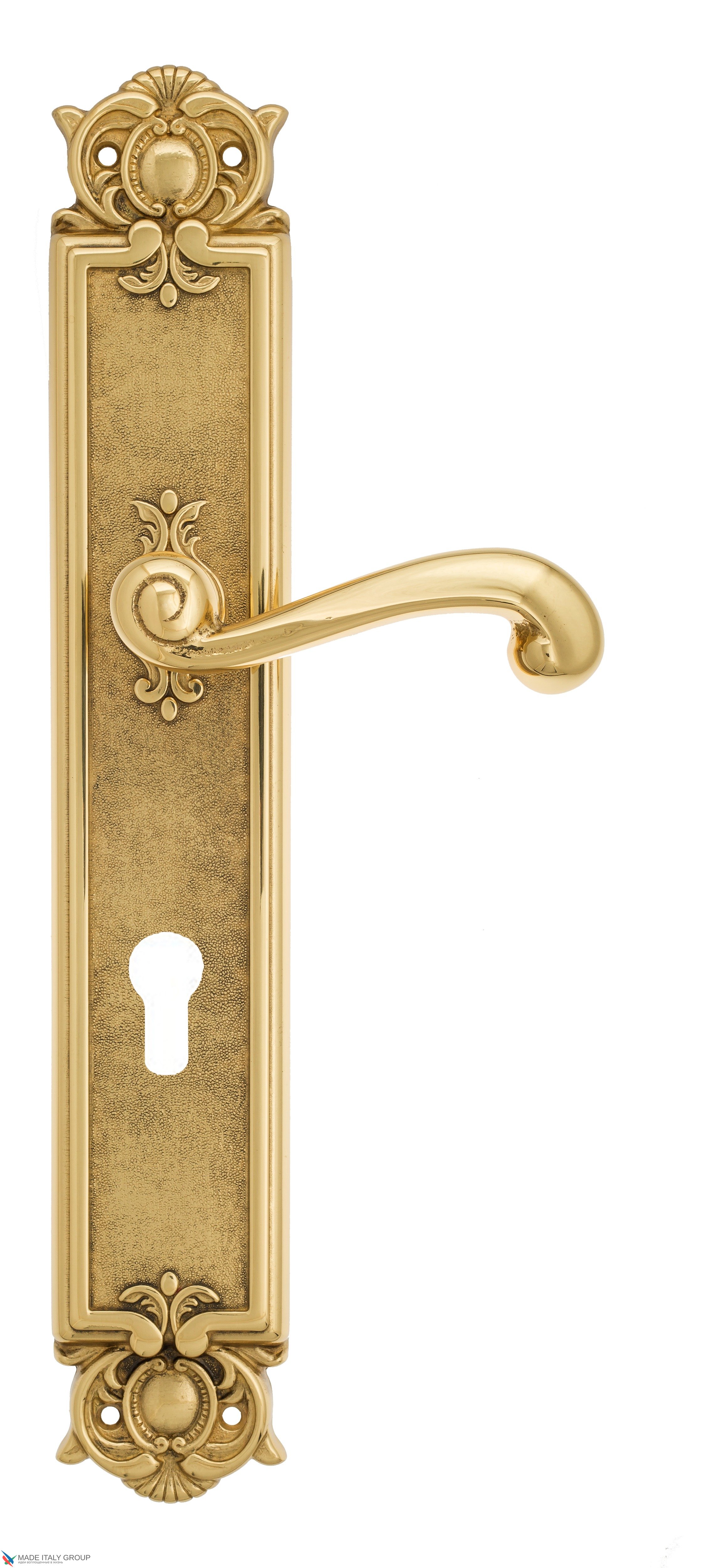 Дверная ручка Venezia "CARNEVALE" CYL на планке PL97 полированная латунь