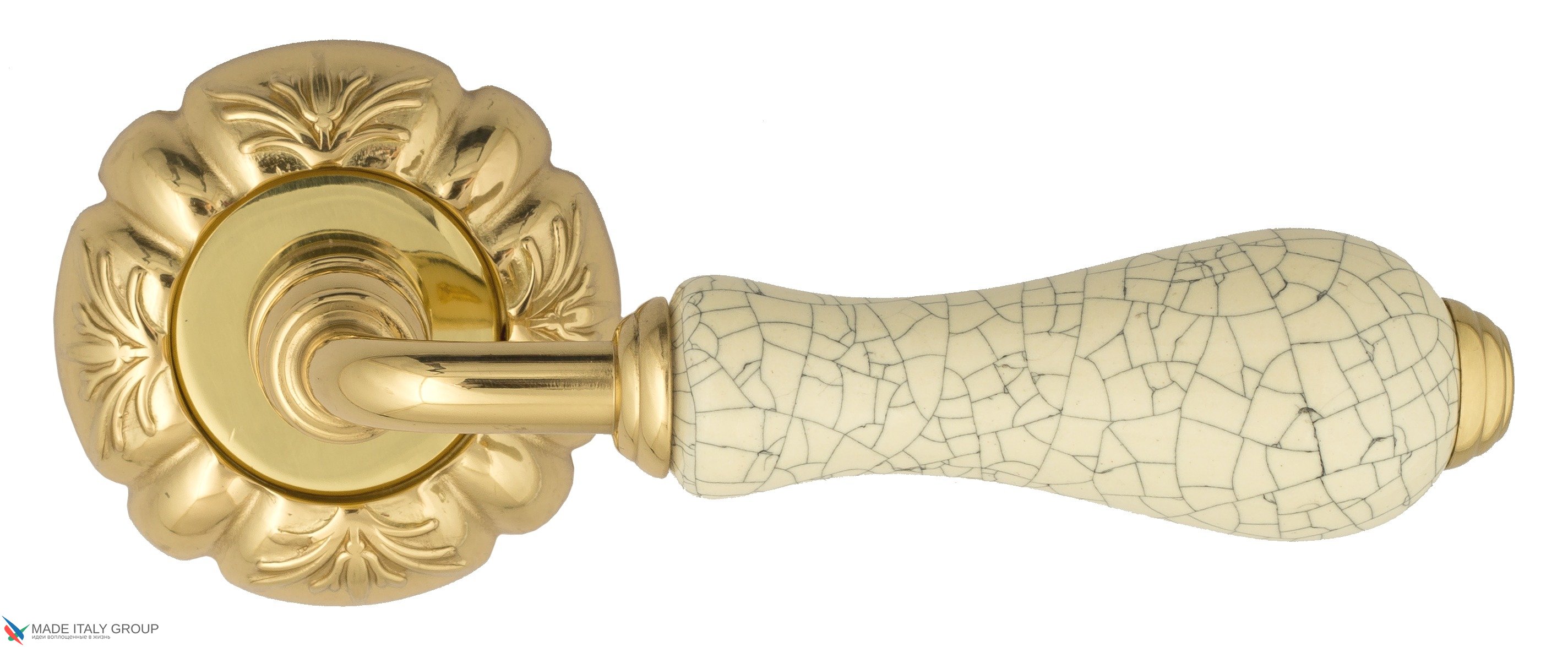 Дверная ручка Venezia "COLOSSEO" белая керамика паутинка D5 полированная латунь