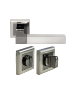 Комплект дверных ручек Morelli MH-28 SN/BN-S с заверткой WC-S SN/BN, цвет матовый никель