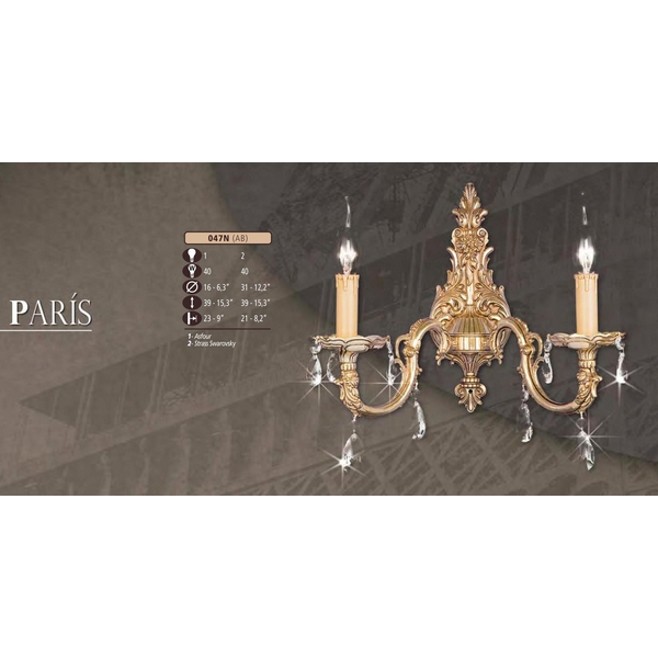 Бра Riperlamp 047N/2 AB ASFOUR