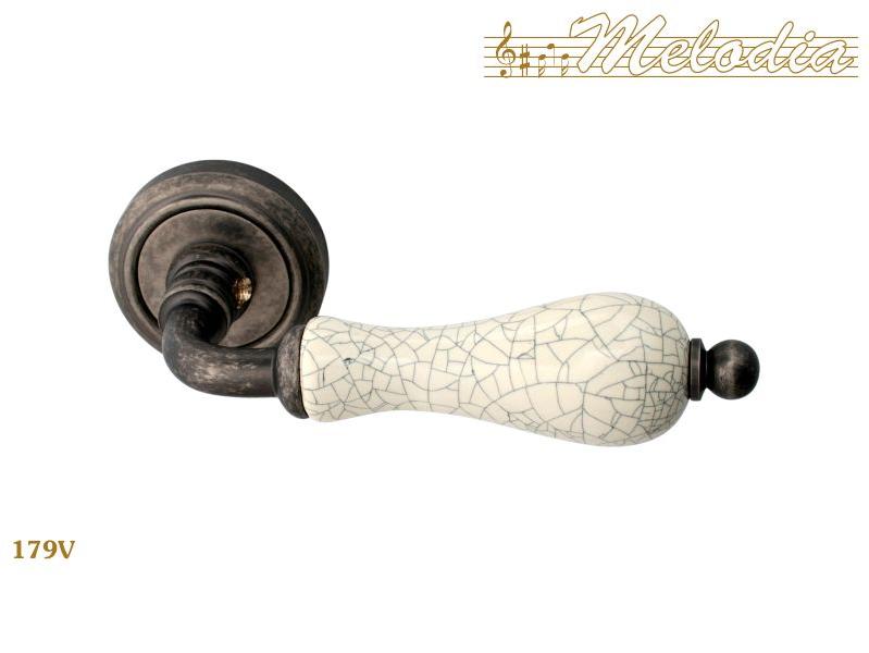 Ручка дверная межкомнатная Melodia 50V Ceramic 179V+керамика Античное серебро