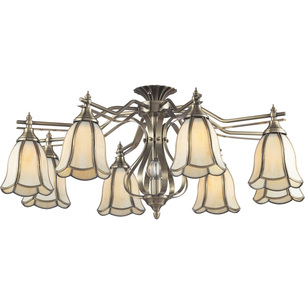 Потолочная люстра N-Light 662 662-08-52 antique brass + tiffany