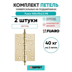 Комплект 2 шт. - Петля универсальная Fuaro 4BB/A/BL 100x75x2,5 PB (латунь) БЛИСТЕР