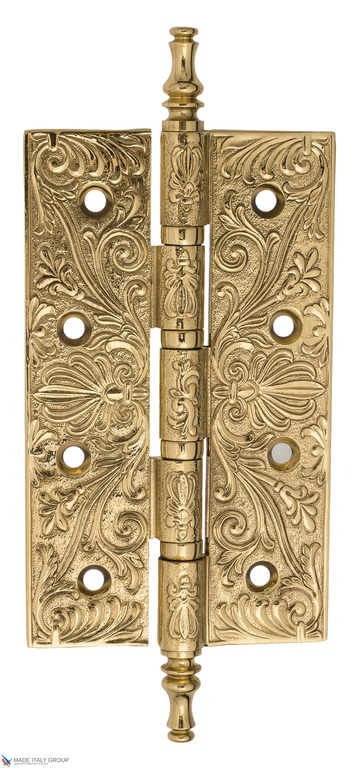 Петля дверная универсальная латунная с узором Venezia CRS012 152*89*4 полированная латунь