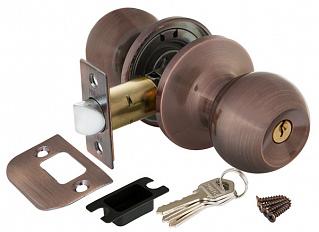 Ручка защелка (кноб) дверная круглая Punto 6072 AC-E кл./фик. медь