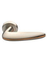 Ручка дверная Morelli Luxury SUNRISE R4 NIS/RAME раздельная на круглой розетке, цвет матовый никель/медь, латунь