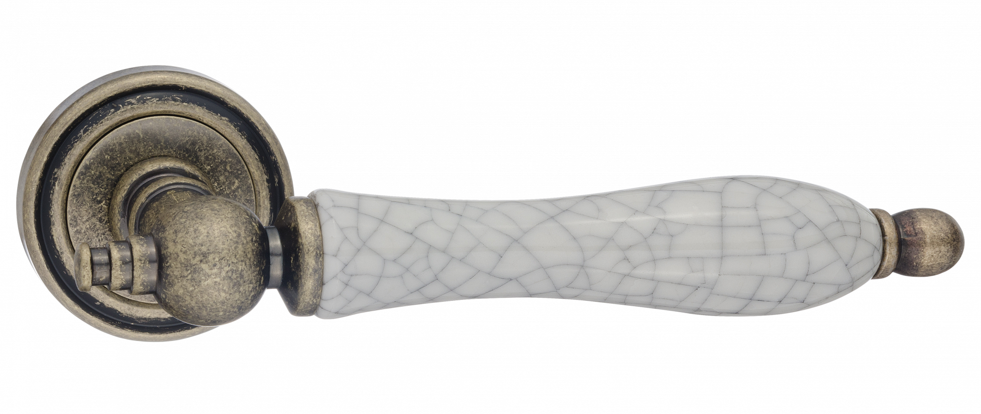 Ручки дверные RENZ INDH 615-16 OB/OC Мишель бронза состаренная/состаренная керамика