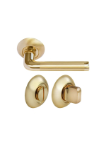 Комплект дверных ручек Morelli MH-03 SG/GP с заверткой MH-WC SG/GP, цвет матовое золото