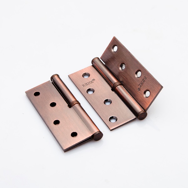 Петля дверная стальная RENZ L 100 FH AC- 100*75*2,5 б/колп,с обв, левая, медь ант.