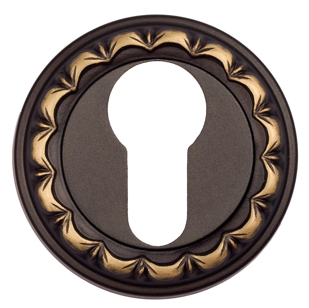 Накладка дверная с круглым основанием под цилиндр Venezia Cyl-1 D2 темная бронза