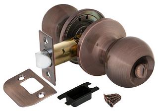 Ручка защелка (кноб) дверная круглая Punto 6072 AC-B фик. медь