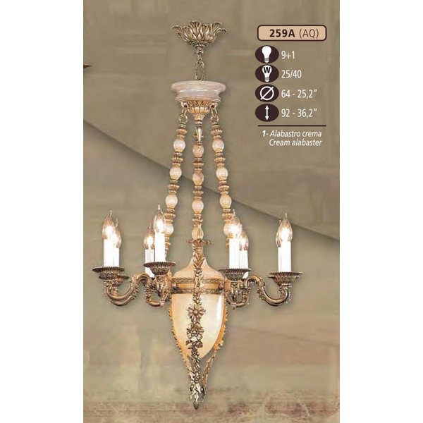 Люстра подвесная Riperlamp 259A/9+1 AQ CREAM ALABASTER