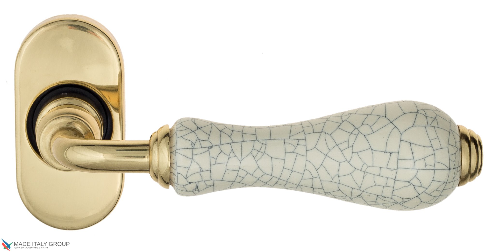 Дверная ручка для профильных дверей Venezia "COLOSSEO" белая керамика паутинк EP полированная латунь